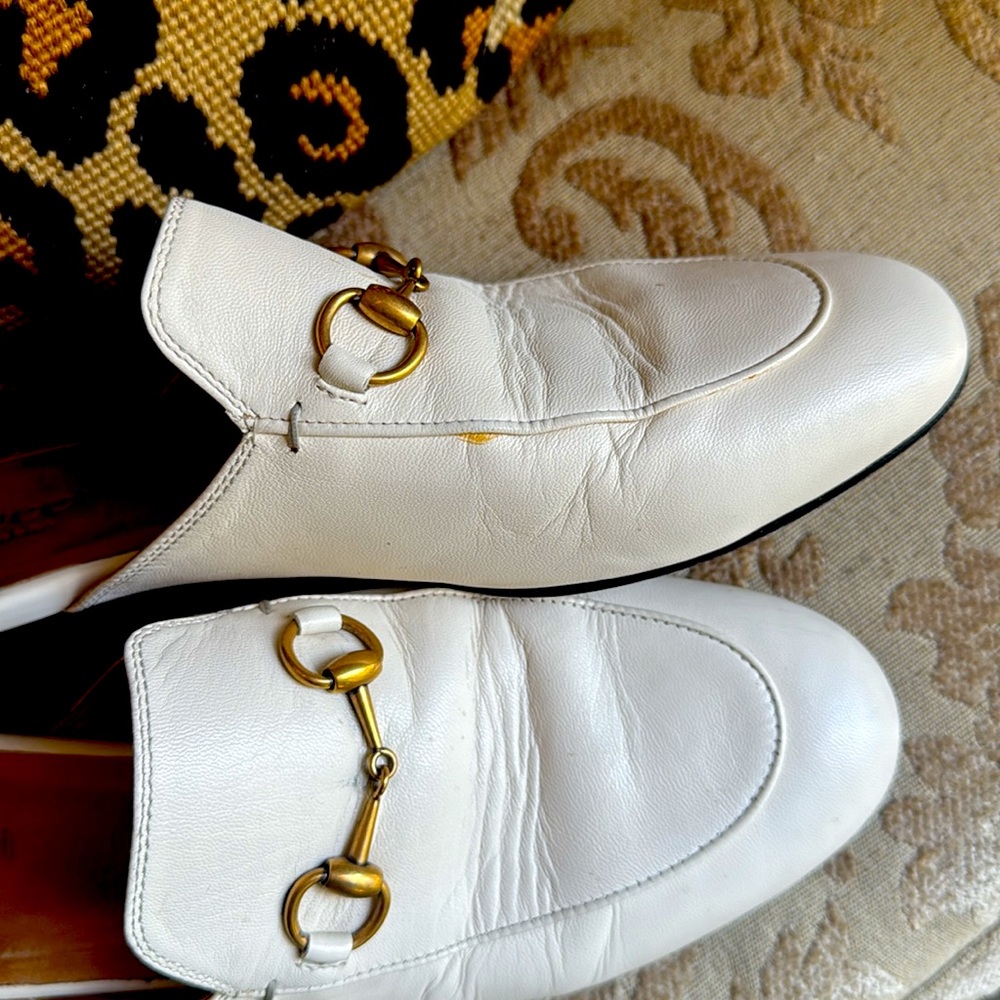 Gucci Princetown mules- white and gold - Picture 5 of 9